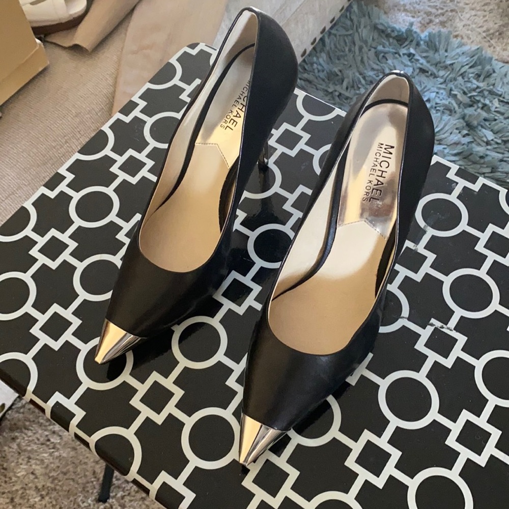 Michael Kors Black metal toe heels